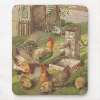 Vintage Chicken Family Mouse Pad