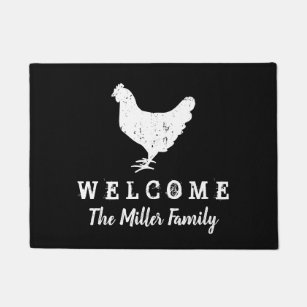 Vintage chicken farm animal custom welcome doormat