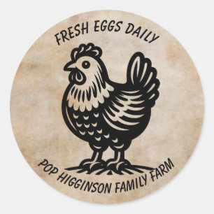 Vintage Chicken Farm Classic Round Sticker