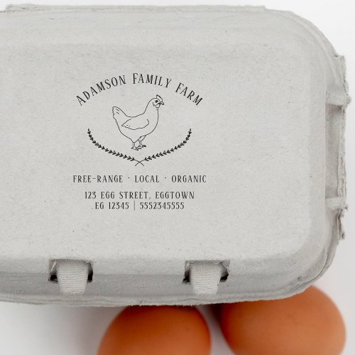 Vintage Chicken Farm Fresh Eggs Carton Rubber Stamp