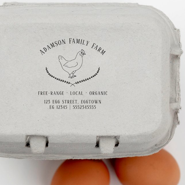 Vintage Chicken Farm Fresh Eggs Carton Rubber Stamp (Rubber Stamp Mock-up)