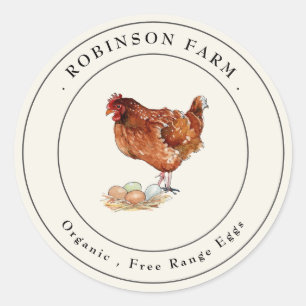 Vintage Chicken Farm fresh eggs Classic Round Sticker