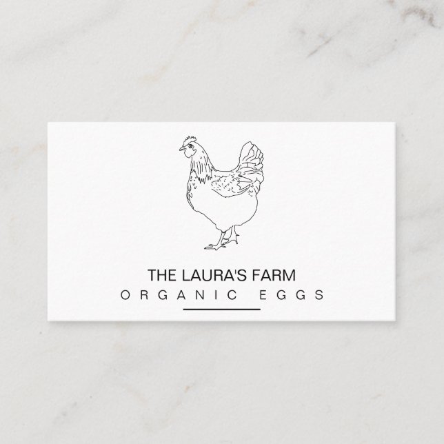 Vintage Chicken Farm Hen Line Art Business Card (Front)