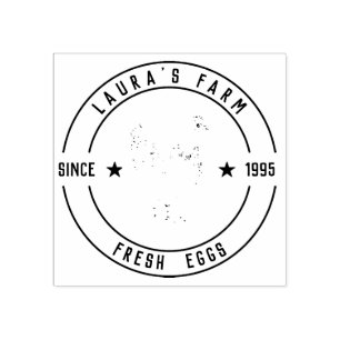Vintage Chicken Farm Personalized Fresh Eggs Cart Rubber Stamp