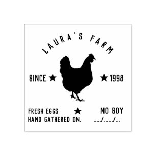 Vintage Chicken Farm Personalized Fresh Eggs Cart Rubber Stamp