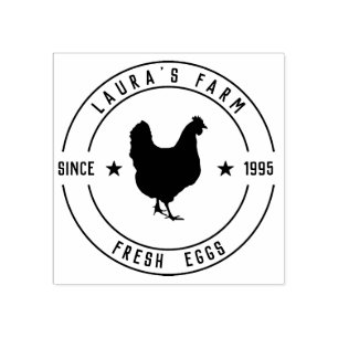 Vintage Chicken Farm Personalized Fresh Eggs Cart Rubber Stamp
