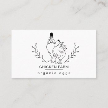 Vintage Chicken Farm With Country Hen Rooster Business Card by tsrao100 at Zazzle