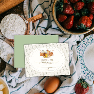 Vintage Chicken Floral Diaper Raffle Baby Shower Enclosure Card