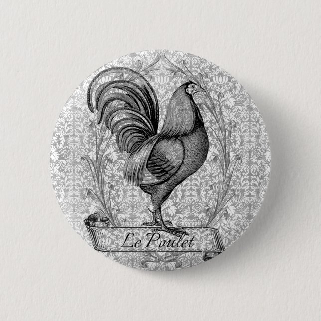 Vintage Chicken Illustration Button (Front)