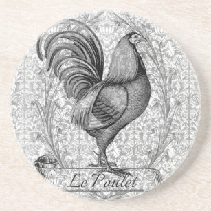 Vintage Chicken Illustration Drink Coaster