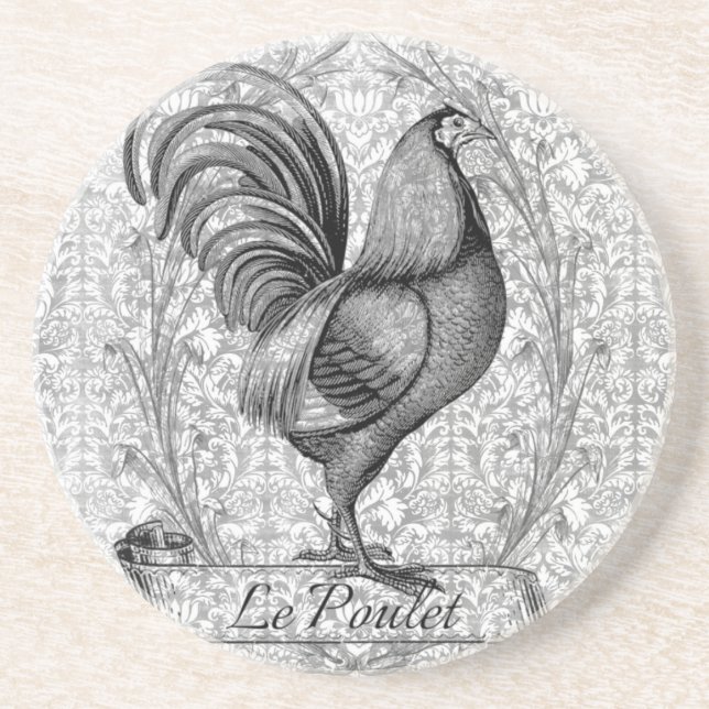 Vintage Chicken Illustration Drink Coaster (Front)