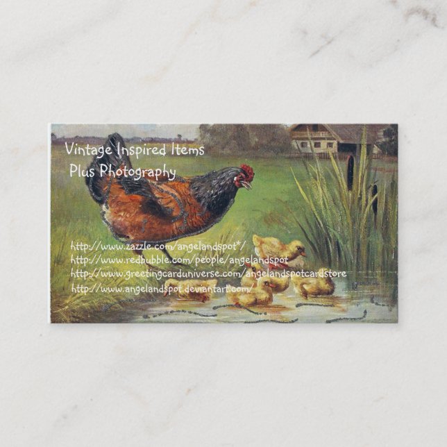 Vintage Chicken Items and Photography Business Card (Front)