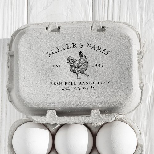 Vintage Chicken Logo Family Farm Est Year Egg Self_inking Stamp