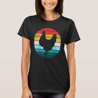 Vintage Chicken Lover Sunset Retro Farmer Distress T-Shirt