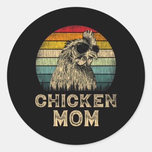 Vintage Chicken Mom Chicken Lovers Mommy Mothers  Classic Round Sticker