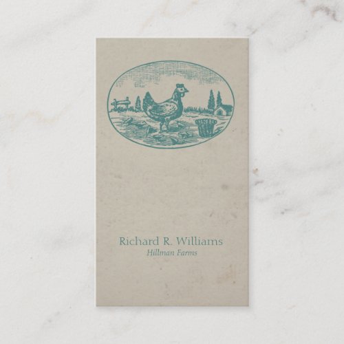 Vintage Chicken on Farm Business Card