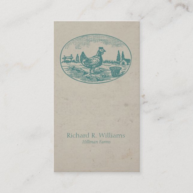 Vintage Chicken on Farm Business Card (Front)