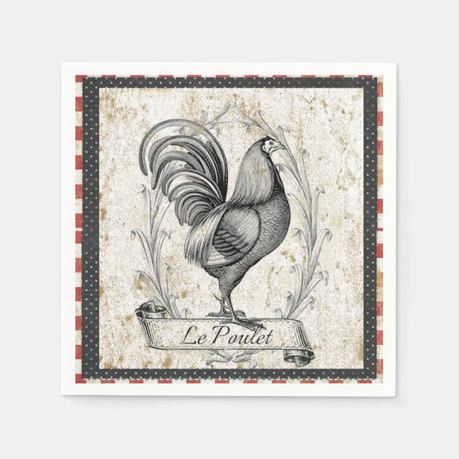 Vintage Chicken Paper Napkins (Front)
