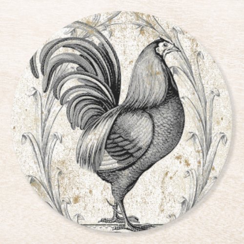 Vintage Chicken Round Paper Coaster