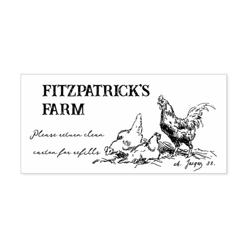 Vintage Chicken Sketch Egg Farm Branding Carton  Self_inking Stamp