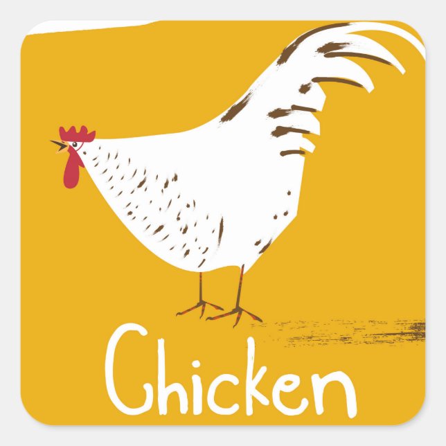 Vintage Chicken Square Sticker (Front)