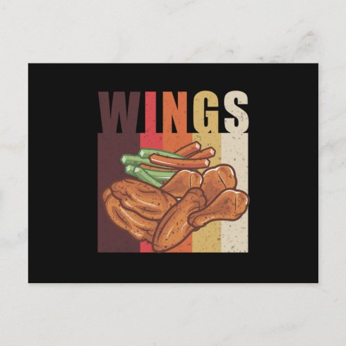 Vintage Chicken Wing Lover Print Funny Novelty Ret Postcard