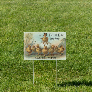 Vintage Chicken Wrangler and Chicks Fresh Eggs  Sign