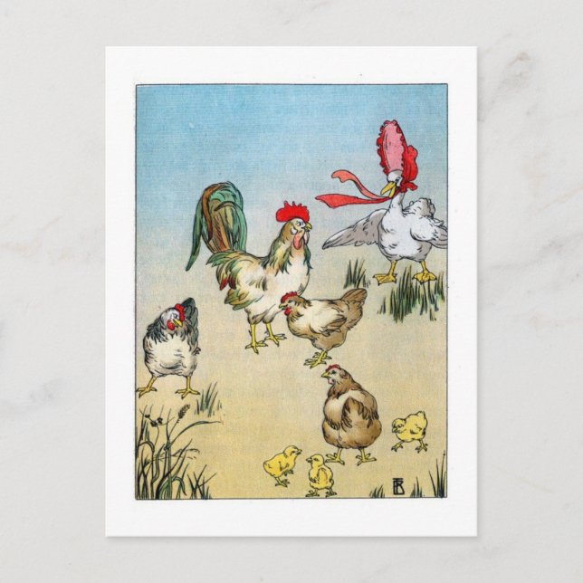 Vintage Chickens and Goose Postcard (Front)