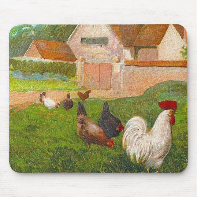Vintage Chickens And Home Mouse Pad (Front)