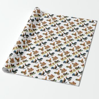 Vintage Chickens Design Wrapping Paper by VintageImagesOnline at Zazzle
