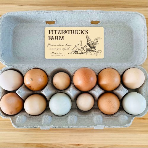 Vintage Chickens Family Egg Farm Carton Label