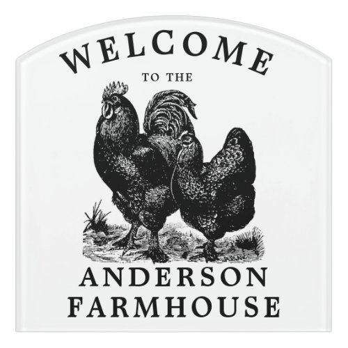 Vintage Chickens Farmhouse Home Welcome Door Sign
