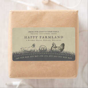 Vintage Chickens Grass Field Rustic Farm Fresh Egg Label