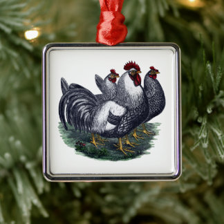 Vintage Chickens Metal Ornament