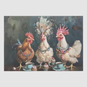 Vintage Chickens Tea Party Decoupage Tissue Paper