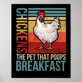 Vintage Chickens The Pet That Poops Breakfast Poster