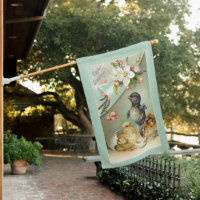 Vintage Chicks, Easter Eggs and Wild Roses House Flag
