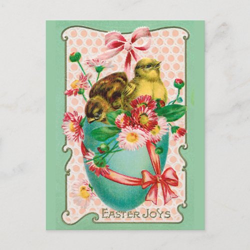 Vintage Chicks with Easter Egg Easter Greeting Postcard