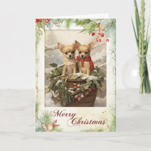 Vintage Chihuahua Christmas Holiday Card