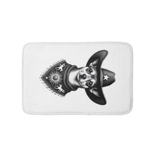 Vintage Chihuahua Cowboy Engraving Style Western D Bath Mat