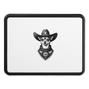 Vintage Chihuahua Cowboy Engraving Style Western D Hitch Cover