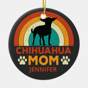 Vintage Chihuahua Dog Mom Sunset Ceramic Ornament