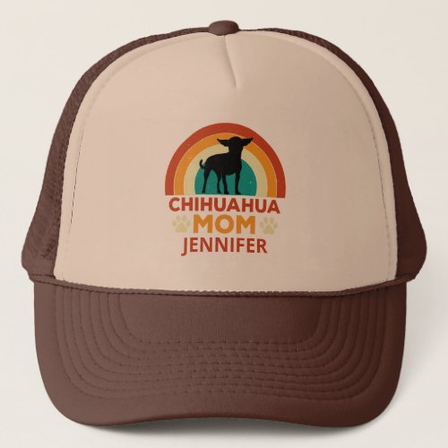 Vintage Chihuahua Dog Mom Sunset Personalized  Trucker Hat
