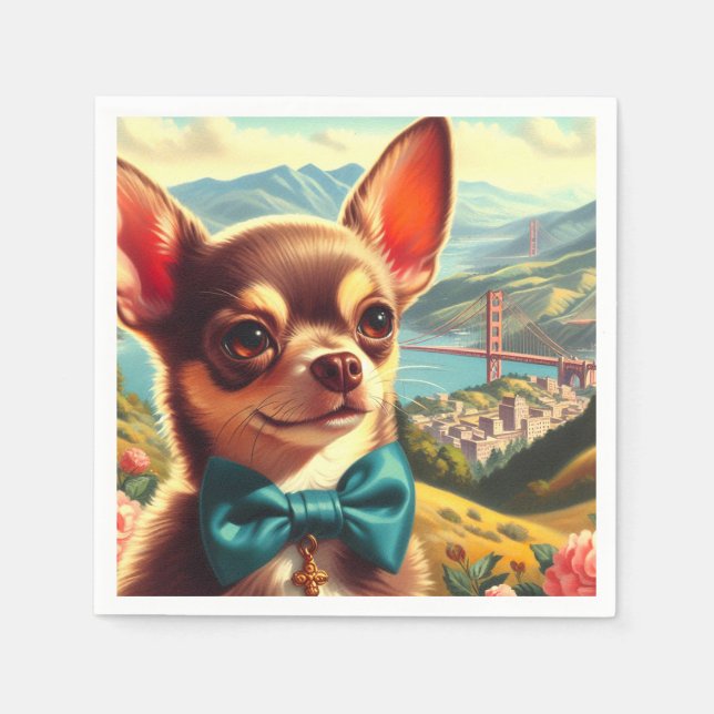 Vintage Chihuahua Painting Napkins (Front)