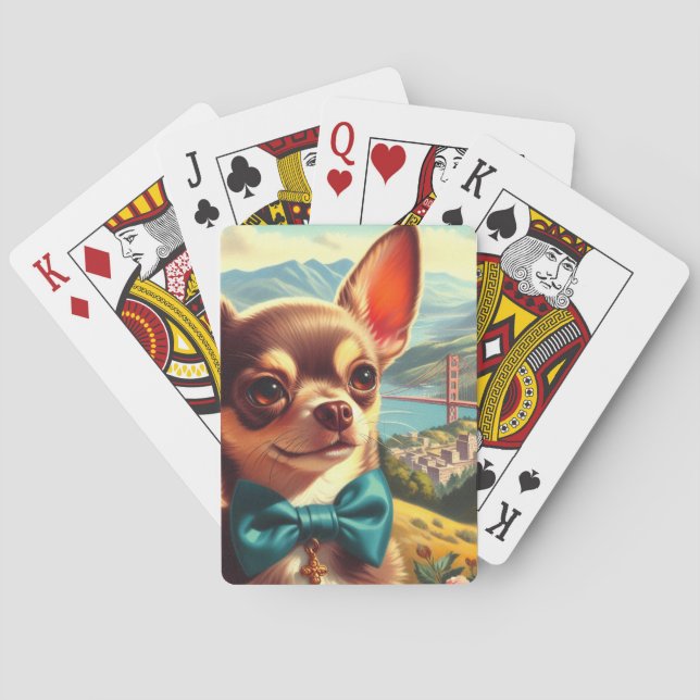 Vintage Chihuahua Painting Poker Cards (Back)