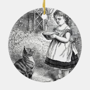 Vintage Child And Cat Ceramic Ornament by KraftyKays at Zazzle
