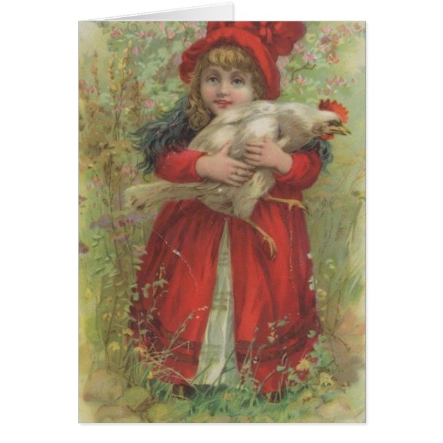 Vintage child and chicken, all the best to cards (Front)