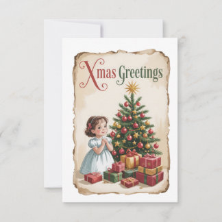 Vintage Child and Christmas Tree Card