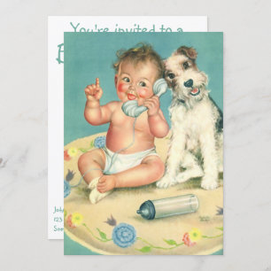 Vintage Child and Dog Birthday Party Invitation