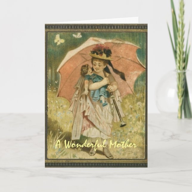 Vintage Child and Doll Mother's Day Card (Front)